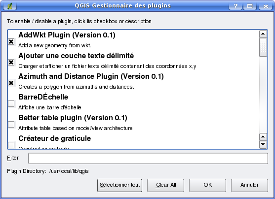 Fenêtre d'activation d'un plugin